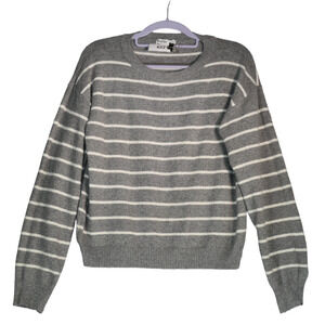 Aster Sweater Womens Large Gray White Striped Soft Nautical Boho Classic